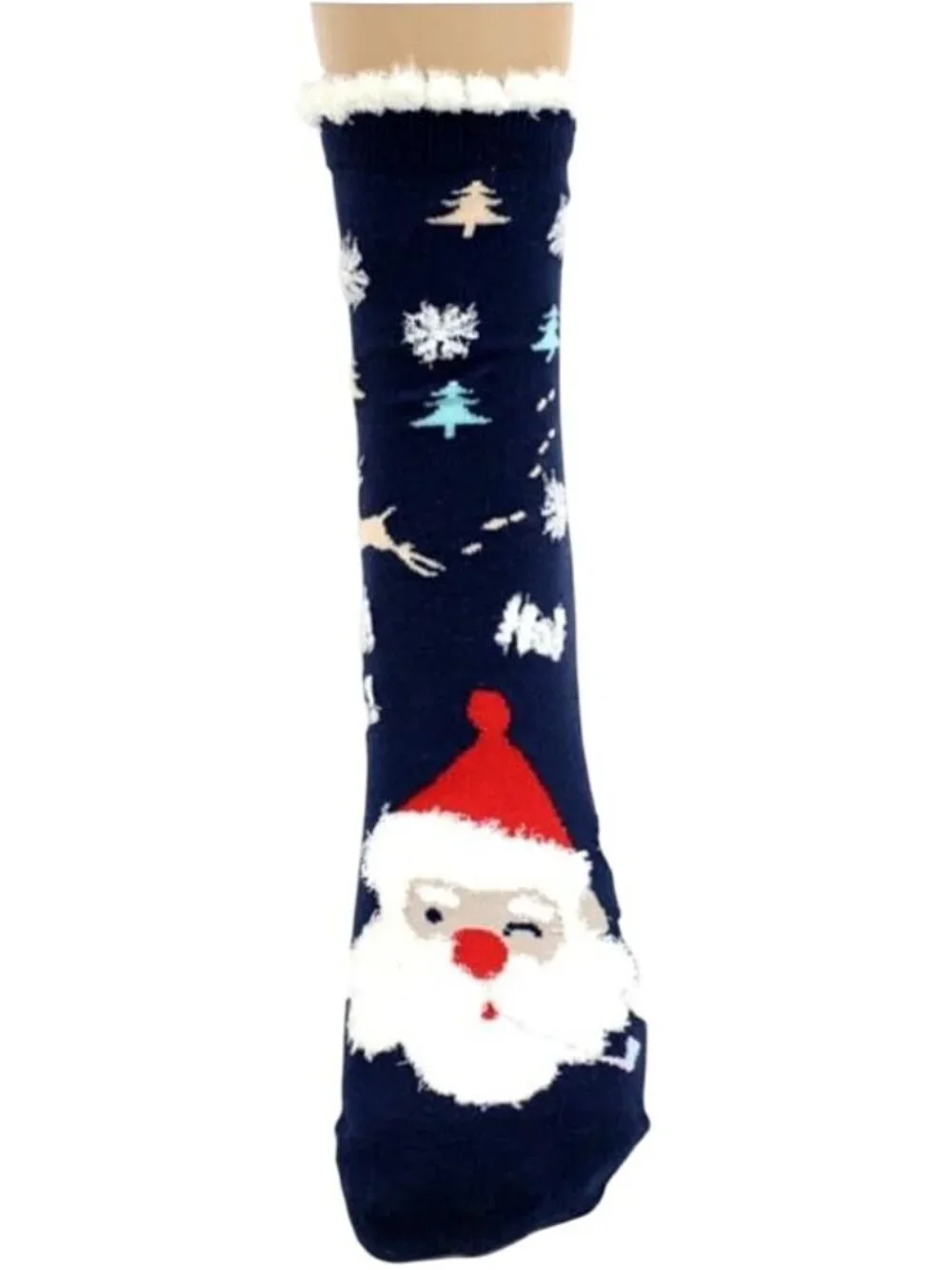 Santa & Snowflake Womens Crew Socks  Festive Christmas Design Cozy & Warm Parque